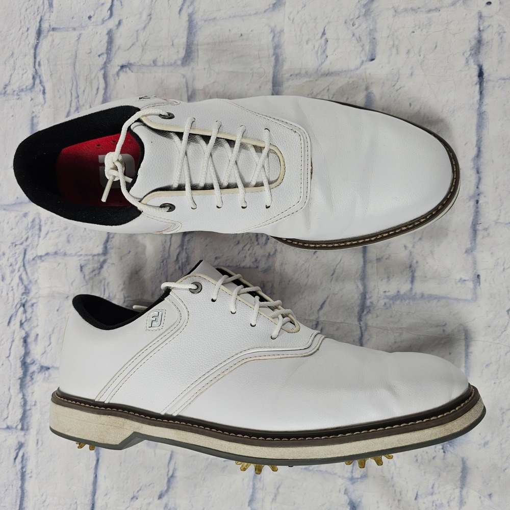 FootJoy Originals Golf Shoes MENS 9.5 White Leather Spiked Athletic Cleats FJ